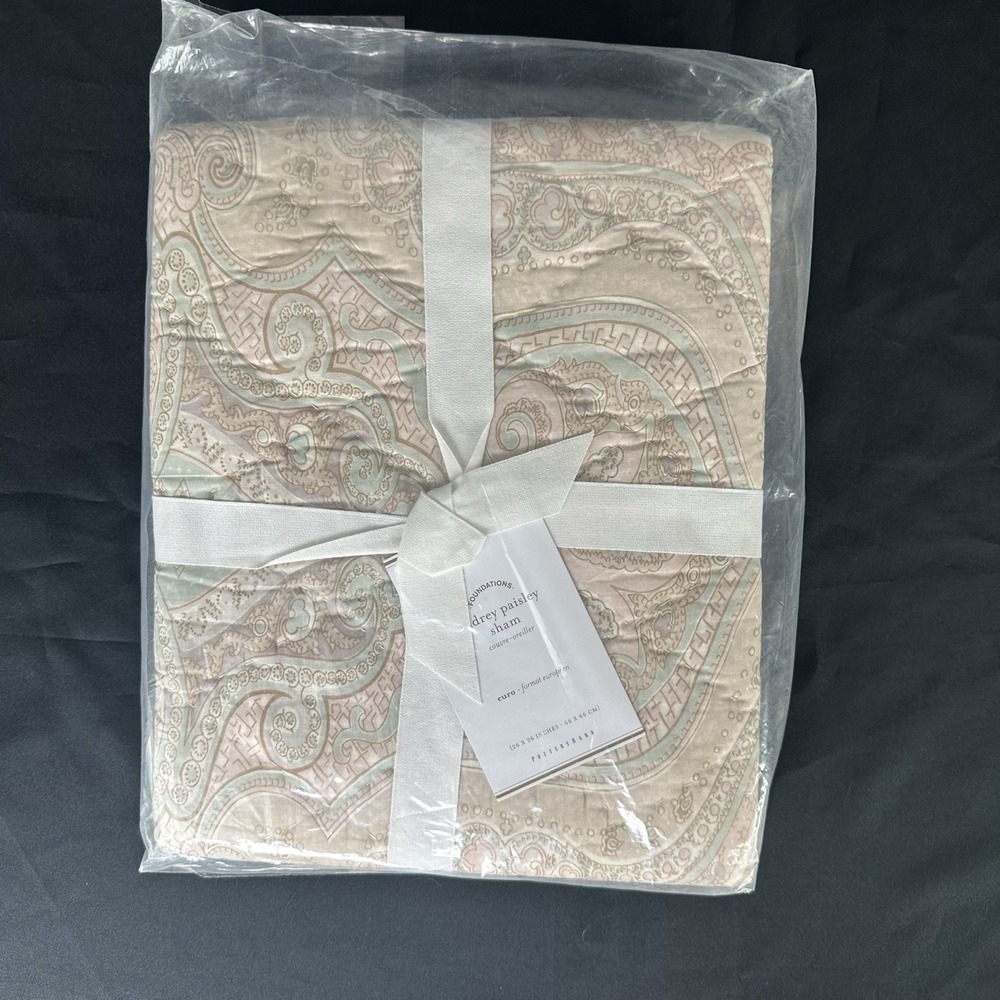 Pottery Barn Audrey Paisley Quilted Euro Sham‎ 26X26 Pink Mauve Pastel NWT